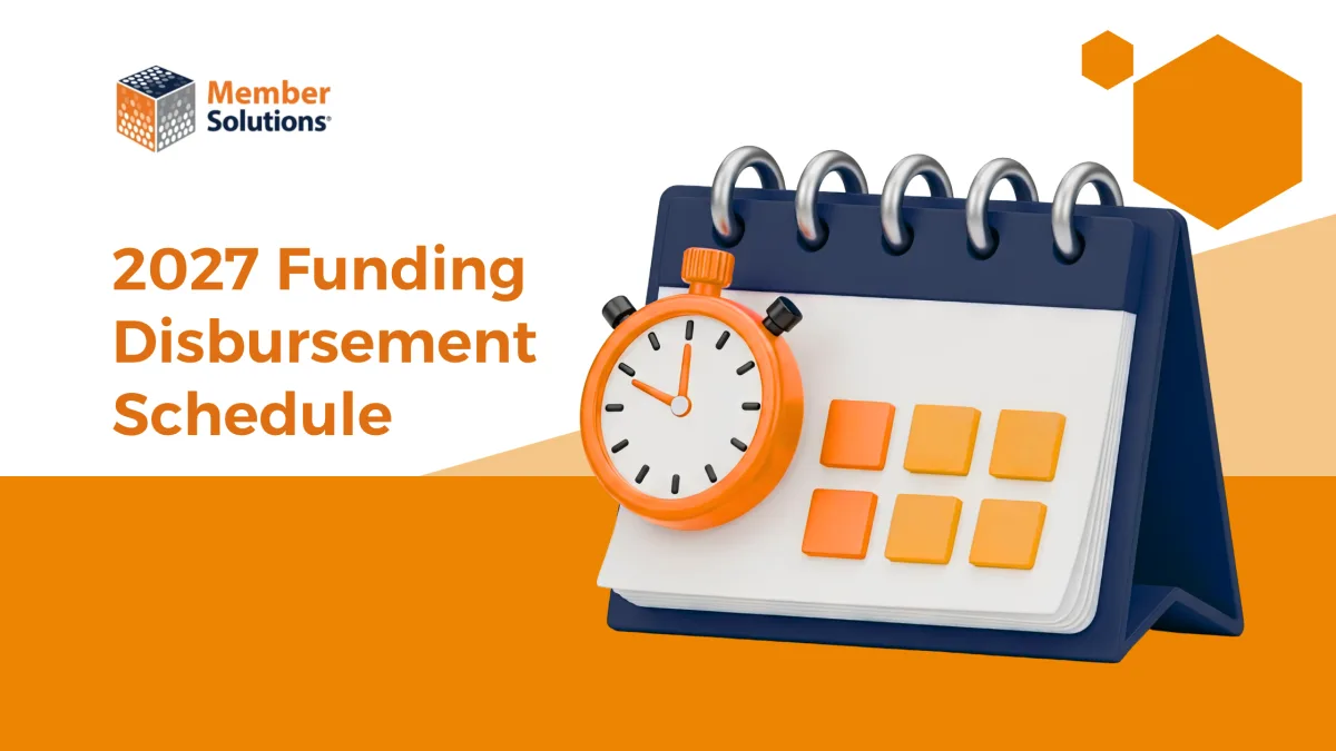 Monthly payment calendar with funding disbursement dates highlighted for 2027
