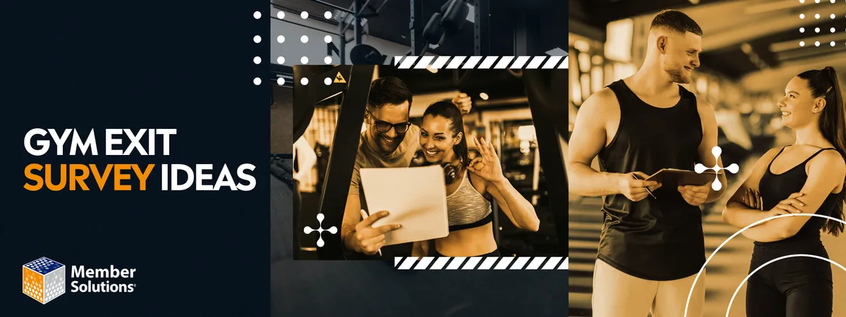 A woman and a man in gym attire smile while reviewing a workout plan together
