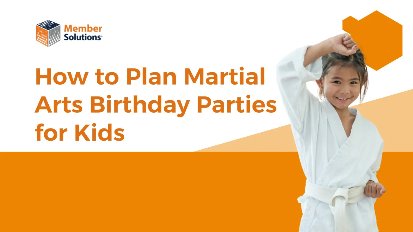 Kids in martial arts uniforms celebrating at a birthday party event