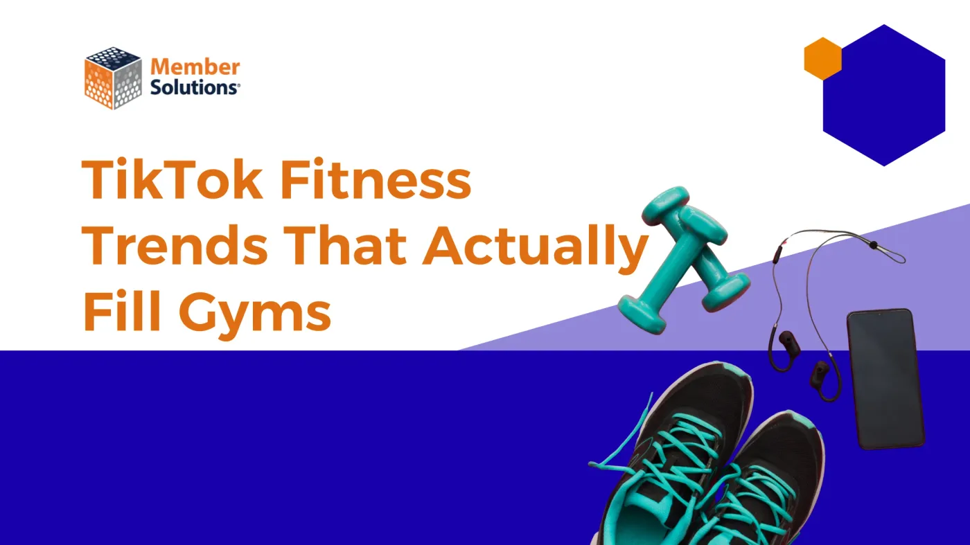 Fitness instructor filming a TikTok workout video in a gym setting