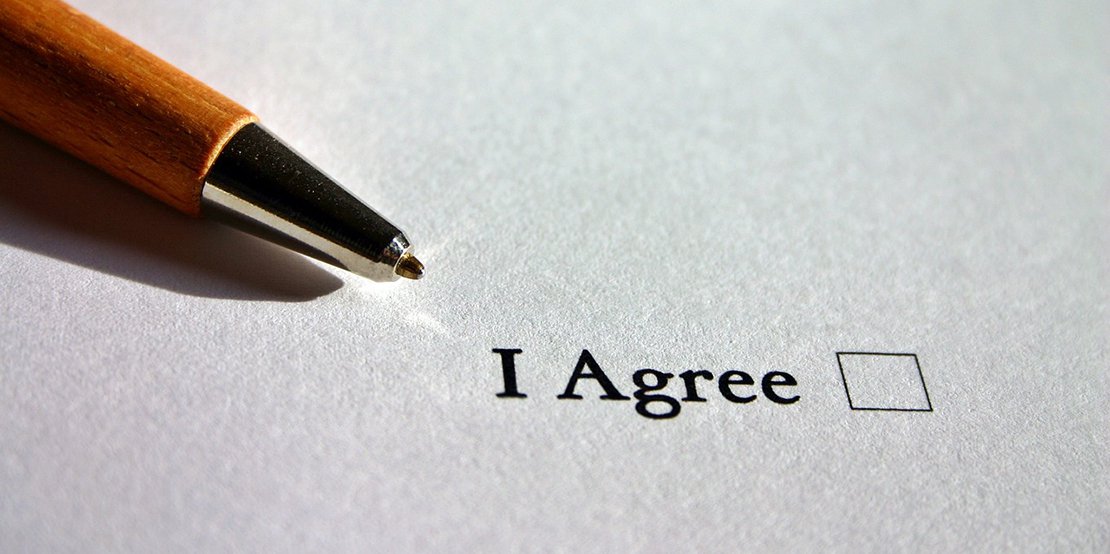 "I Agree" checkbox on membership contract Terms & Conditions