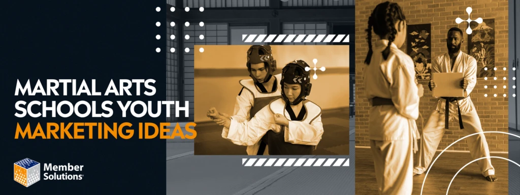 A martial arts instructor guides two young students practicing techniques, while another instructor teaches a student kicking in a dojo setting
